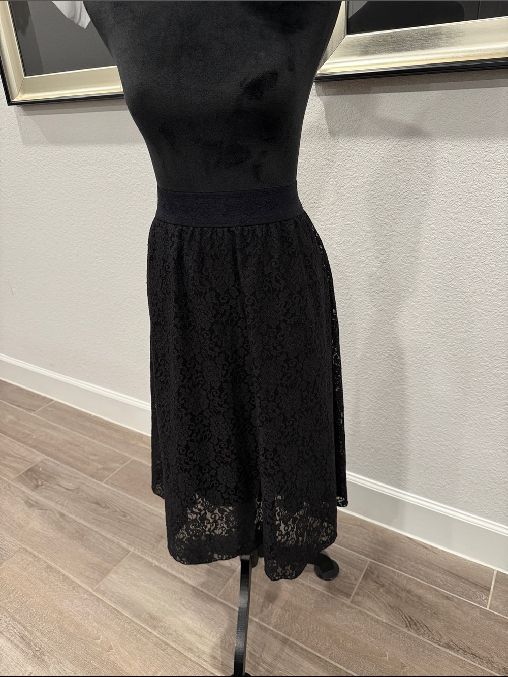 LuLaRoe Black Lace Midi Skirt with Elastic Waist